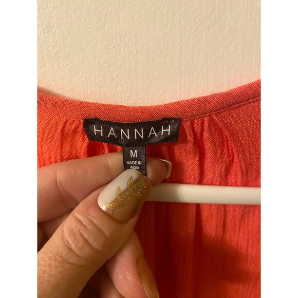 Hannah Boho Hippie blouse cream crochet trim orange size Medium - Picture 5 of 5